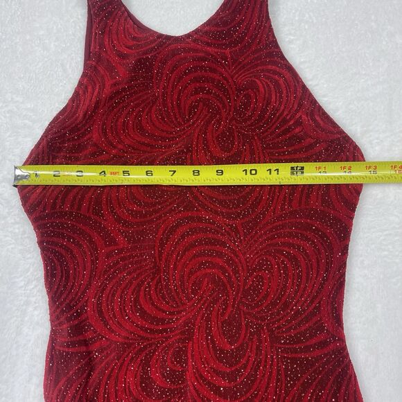 Vintage y2k 90s Cache Prom Formal Dress Glitter Maxi Fitted M Red Whimsical USA - Picture 13 of 16